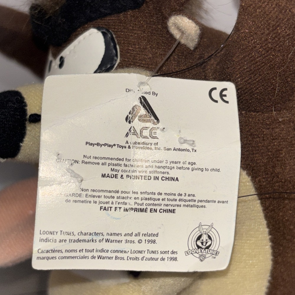 Vintage 1998 LOONEY TUNES Taz Tasmanian Devil Sitting Arms Up Plush Stuffed 9" - Picture 7 of 11